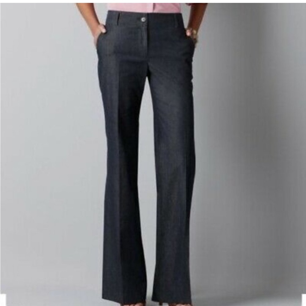 Ann Taylor LOFT Kate High Rise Wide Leg Trouser Ponte Knit Pant Career Black 12